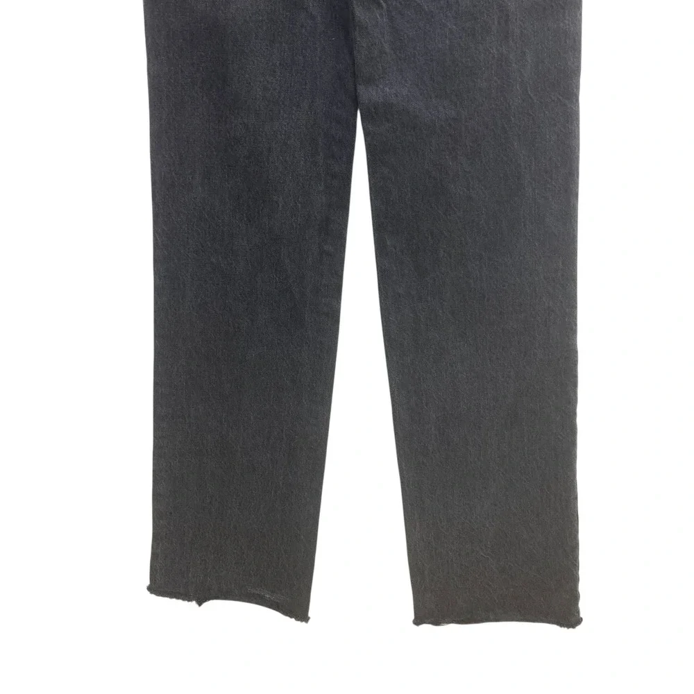 Juicy Couture Lunita Black Wash Denim Jeans High Rise Wide Leg‎ Raw Hem Size 24